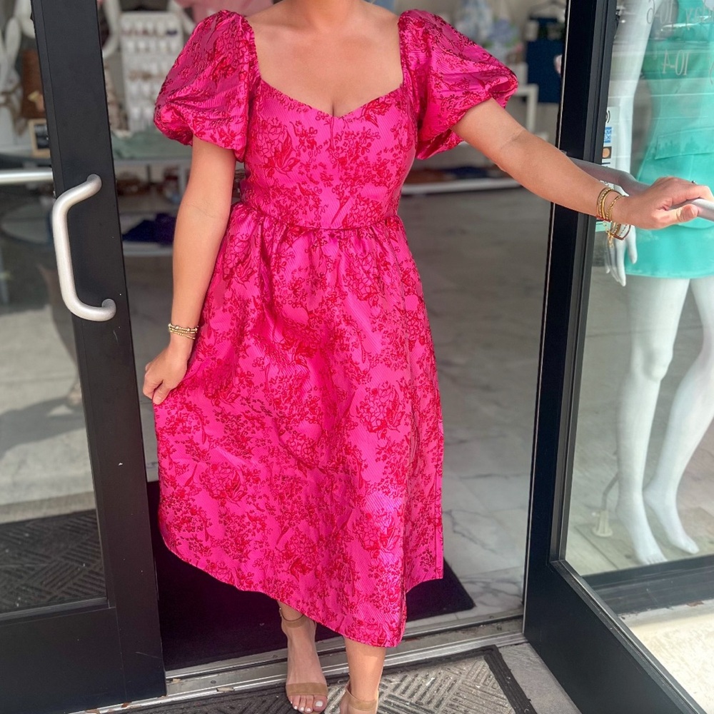 Sugarlips Fuchsia Floral Midi Dress